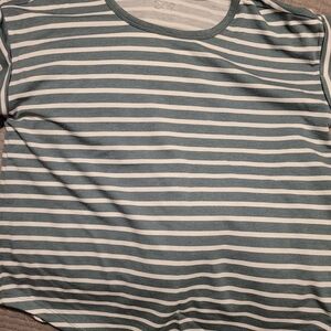 Striped Short Sleeve Tee in Teal and White